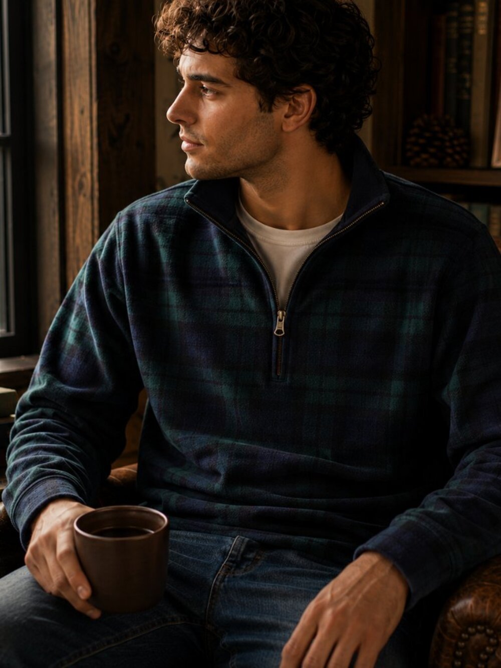 Black Watch Tartan Plaid Quarter Zip | Brooks Brothers